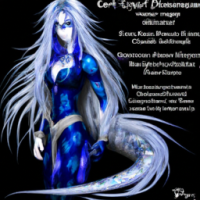 Form: A majestic being with a dual nature, embodying both dragon and humanoid characteristics.  Scales: Deep blue and shimmering silver scales cover parts of the body, reflecting light with a magical aura.  Eyes: Intense glowing eyes that exude wisdom and knowledge, with a subtle light illuminating the surroundings.  Hair: Long, flowing hair that resembles starlight, cascading gracefully down the back, with strands that shimmer and shift in color.  Attire: A blend of traditional samurai armor and flowing robes. The armor is ornate with intricate patterns symbolizing strength and protection, while the robes are elegant, moving fluidly as if caught in a gentle breeze.  Details: The armor features dragon motifs, and the robes have swirling patterns reminiscent of wind and water, symbolizing adaptability.