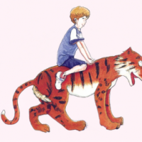 A boy on a tiger 