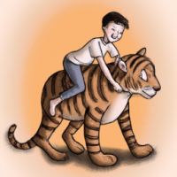 A boy on a tiger 